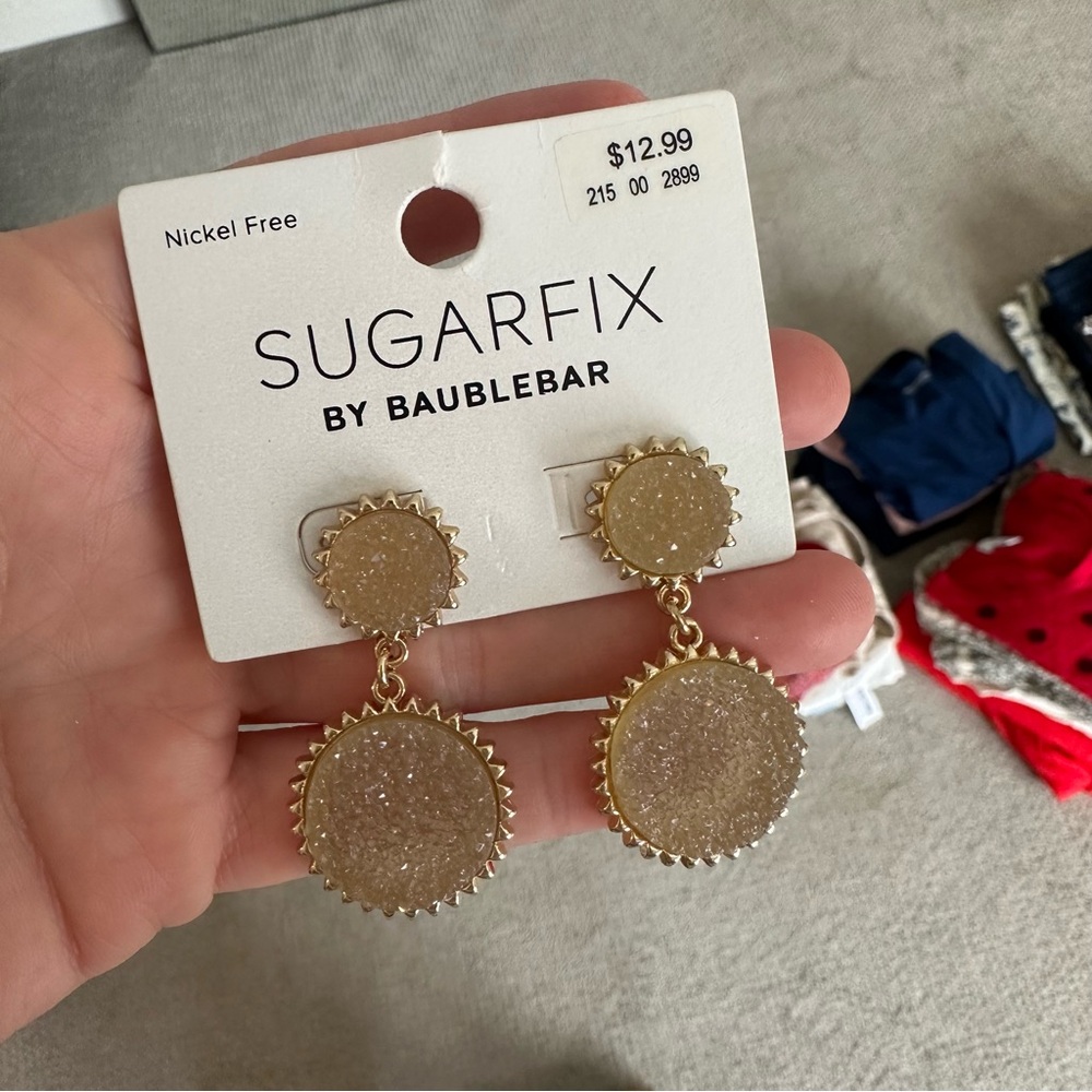 BaubleBar Sugarfix Gold and Beige Earrings